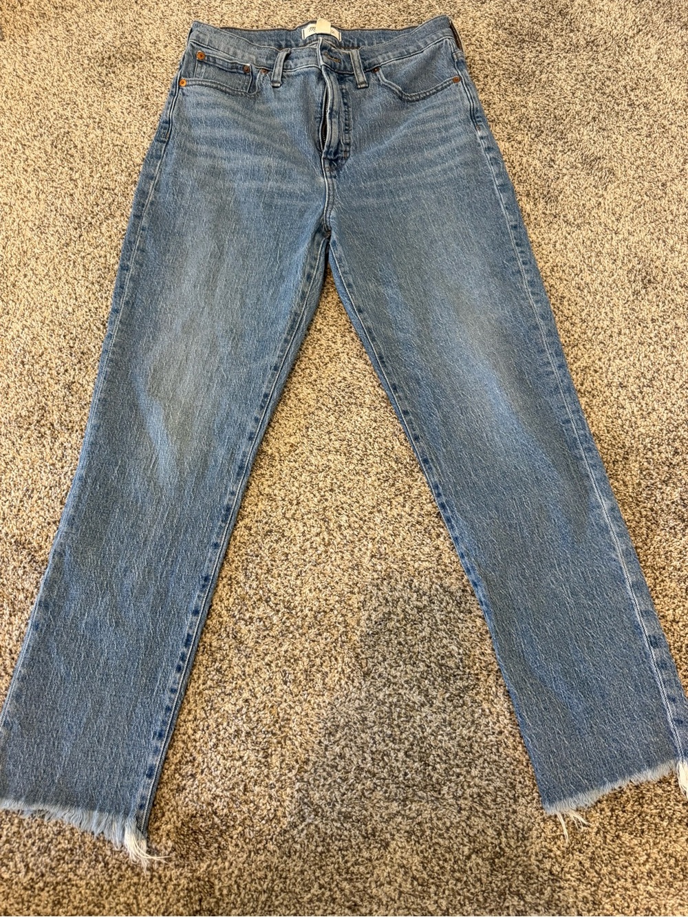 Madewell Light Blue Straight-Leg Raw Hem Jeans